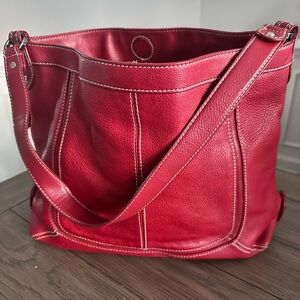 Red Leather Tote Bag